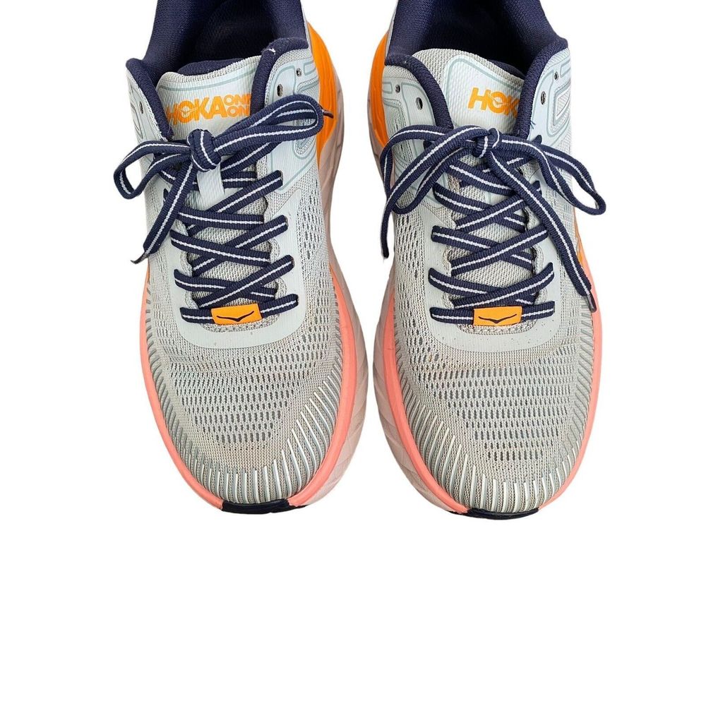 Hoka One One Womens 8.5 Bondi 7 Running Walking Cushion Comfy Workout Blue Shoes - Picture 4 of 13